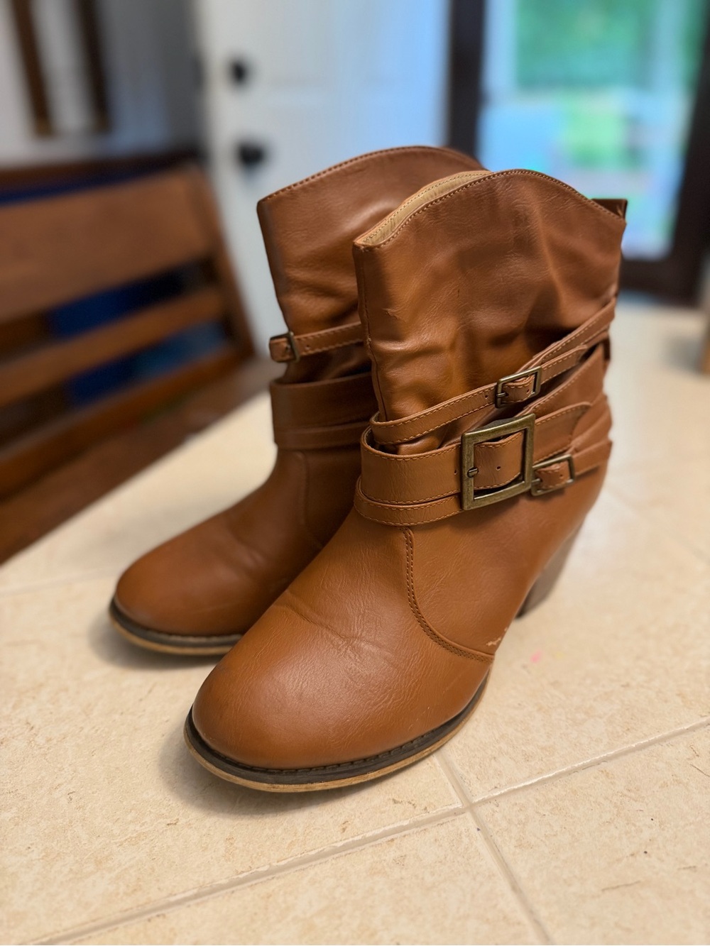 Ankle Booties with Buckle Straps